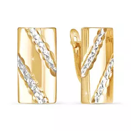 Серьги из красного и белого золота с алмазной огранкой 220274