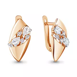Серьги из красного золота с фианитами 45850А.1