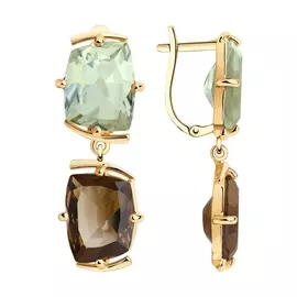 Серьги из красного золота с аметистами и раухтопазами 727148