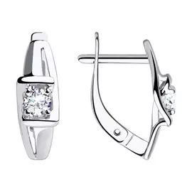 Серьги из белого золота с фианитами 028263-3
