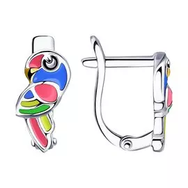 Серьги из серебра с эмалью с родированием 94023357