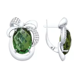 Серьги из серебра с фианитами с родированием 92021664