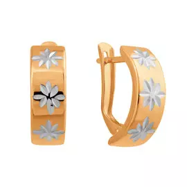 Серьги из красного и белого золота с алмазной огранкой и родированием 25-0324-10-62