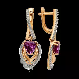 Серьги из красного золота с фианитами 003322-1482