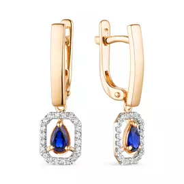 Серьги из красного золота с сапфирами и бриллиантами 23590-102