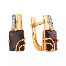 Серьги из красного золота с гранатами и куб. циркония 3718V22