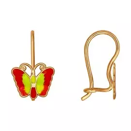 Серьги из красного золота с эмалью 021810