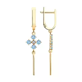 Серьги из красного золота с топазами и фианитами 727199