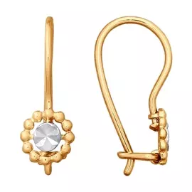 Серьги из красного золота с алмазной огранкой 027754