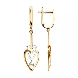 Серьги из красного золота с фианитами 028608