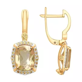 Серьги из красного золота с топазами и фианитами sw 725320