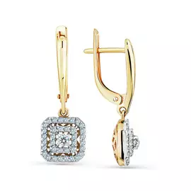 Серьги из желтого и белого золота с фианитами 2000130