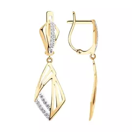 Серьги из красного золота с фианитами 028183