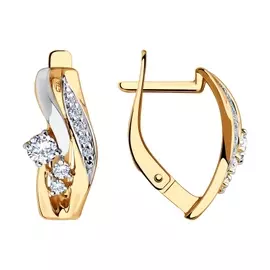 Серьги из красного золота с фианитами 028435