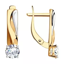 Серьги из красного золота с фианитами 028510