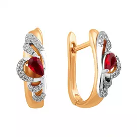 Серьги из серебра с фианитами с позолотой и родированием И2-076-26-68