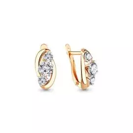 Серьги из красного золота с фианитами 44031