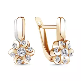 Серьги из красного золота с фианитами 48083А.1