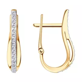 Серьги из красного золота с фианитами 029052
