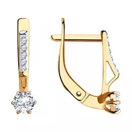 Серьги из красного золота с фианитами 028991