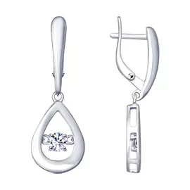 Серьги из серебра с фианитами с родированием 94023055