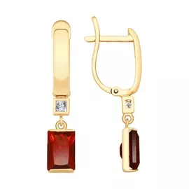 Серьги из красного золота с гранатами и фианитами sw 725371
