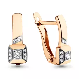 Серьги из красного золота с фианитами 46193А.1
