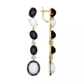 Серьги из красного золота с агатами и фианитами 724378