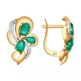 Серьги Агат, Фианит