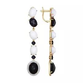 Серьги из красного золота с агатами и фианитами 724377