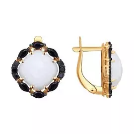 Серьги Агат, фианит