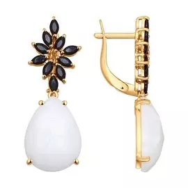 Серьги из красного золота с агатами и шпинелем 724354