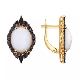 Серьги Агат, наношпинель, фианит