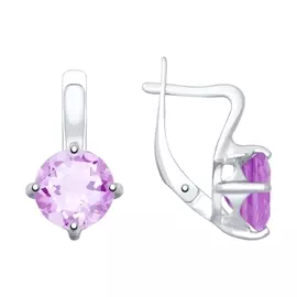 Серьги из серебра с аметистами с родированием 92022037