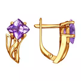 Серьги из красного золота с аметистами 720335