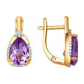 Серьги Аметист, фианит