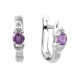 Серьги Аметист, фианит