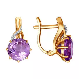 Серьги Аметист, фианит