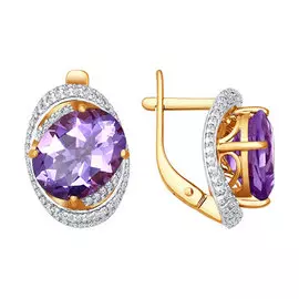 Серьги из красного золота с аметистами и фианитами 722982