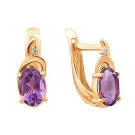 Серьги из красного золота с аметистами и фианитами 21-1328-11-07