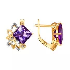 Серьги из красного золота с аметистами и фианитами 722132