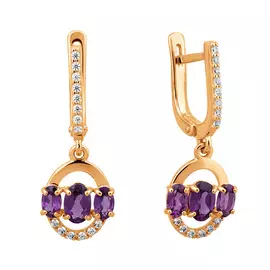 Серьги Аметист, фианит