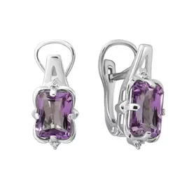 Серьги из серебра с аметистами и фианитами с родированием 4468104