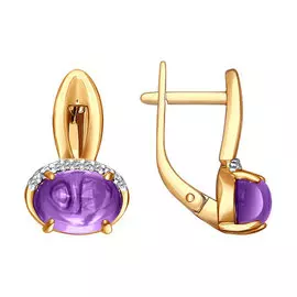 Серьги из красного золота с аметистами и фианитами 723026