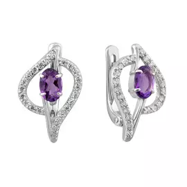 Серьги из серебра с аметистами и фианитами 21-0965-23-07