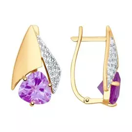 Серьги из красного золота с аметистами и фианитами 725154