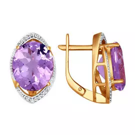 Серьги Аметист, фианит