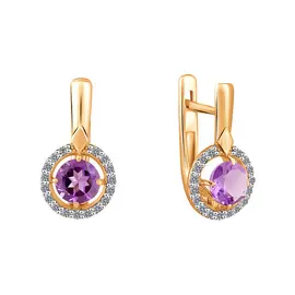 Серьги Аметист, фианит