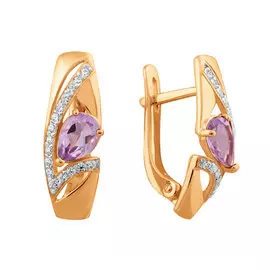 Серьги Аметист, фианит