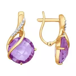 Серьги Аметист, Фианит